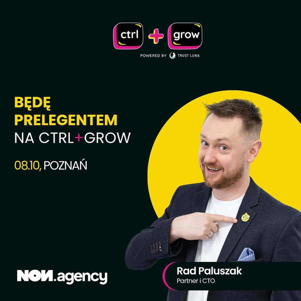 Rad Paluszak na banerze promocyjnym wydarzenia CTRL+GROW